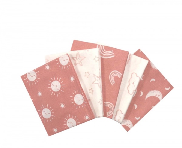 Craft Cotton Company 2848-00 The Sky Above in Blush 100% Cotton Fat Quarters Bundle 5 Pack